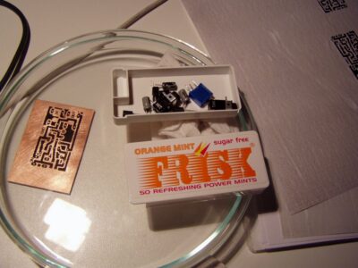 The components and the board with the toner ink on it